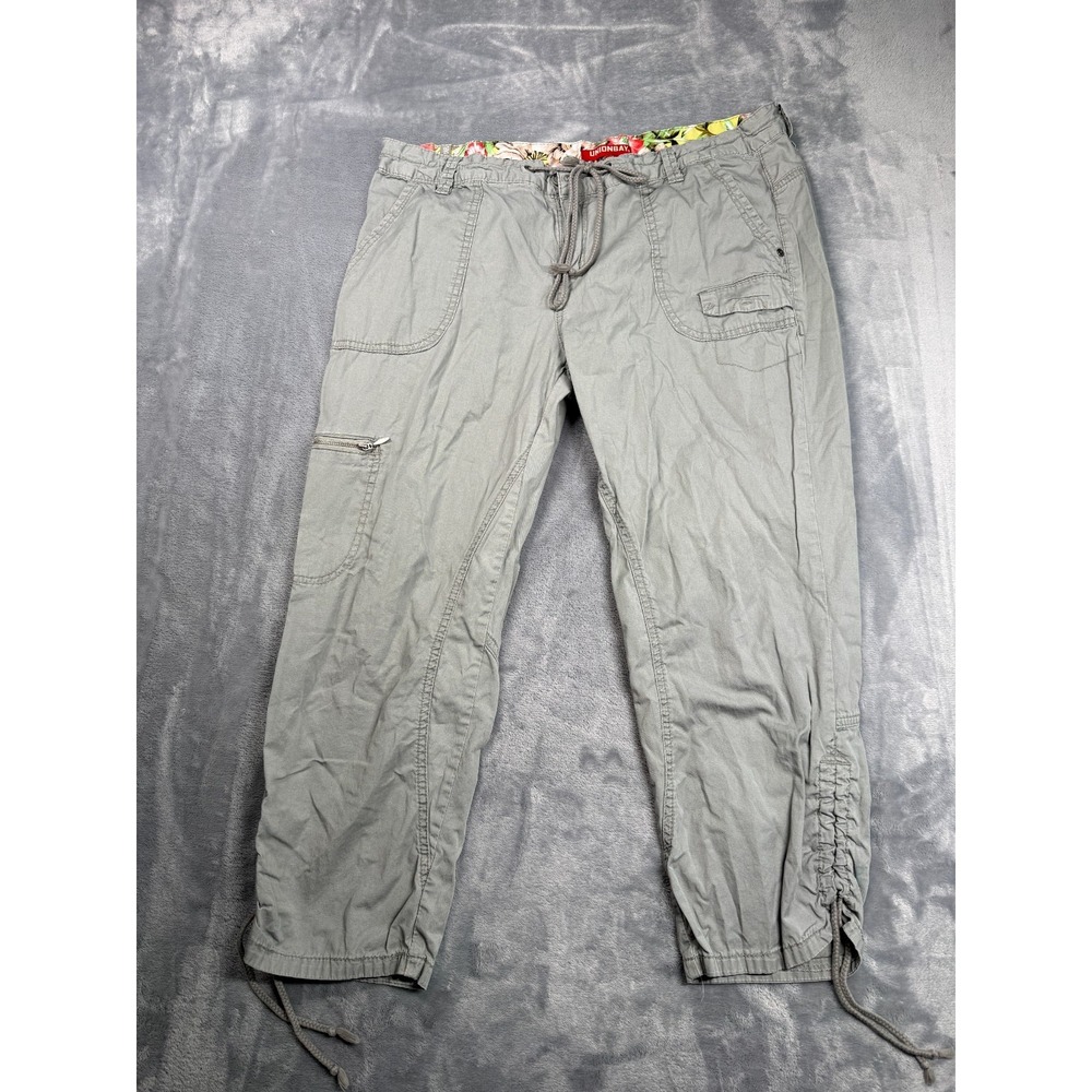 Unionbay Cargo Pants Womens 15 Gray Utility Pocket Mid Rise Tapered Leg Hiking